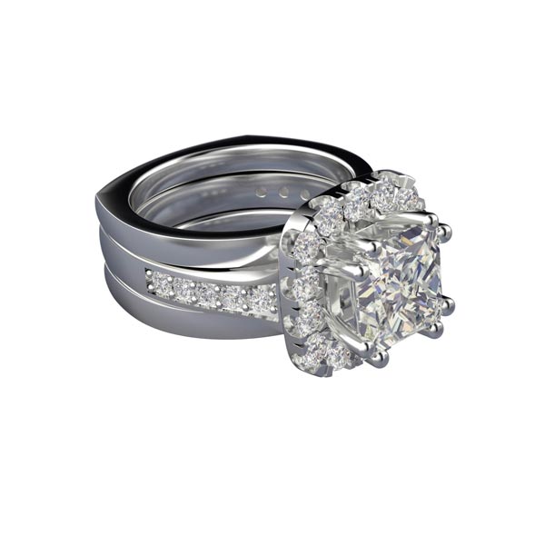 3ct Princess Halo V2.5 10shank