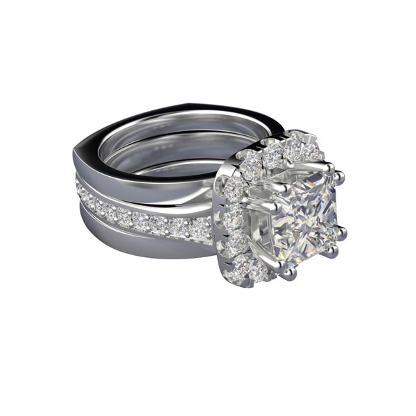 3ct Princess Halo V2.5 18shank