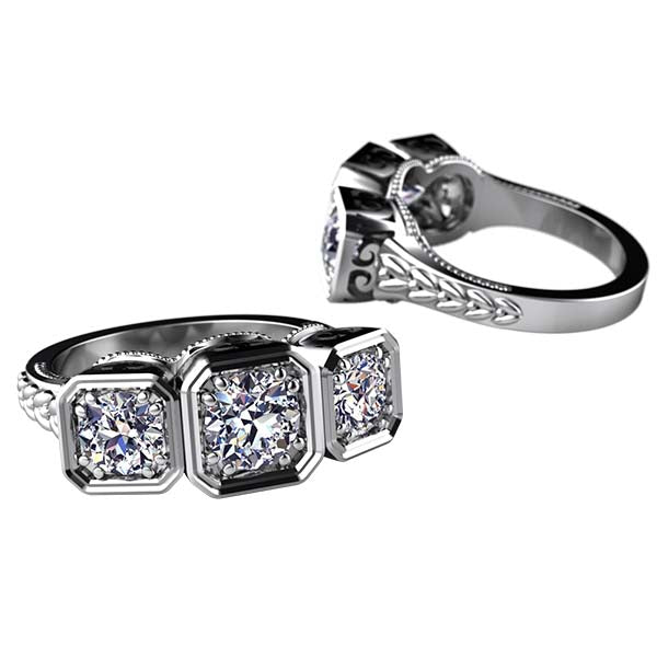 Ant 3 stone Crown Ring