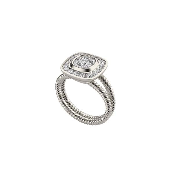 Cushion Bezel Channel Ring V1 WG
