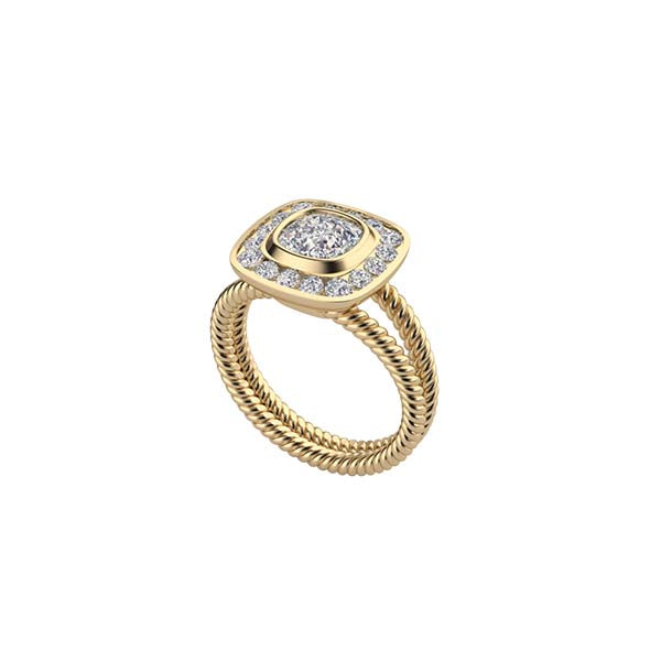 Cushion Bezel Channel Ring V1 YG