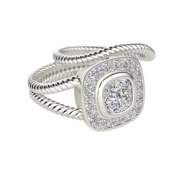 Cushion Bezel Channel Ring+Band V2