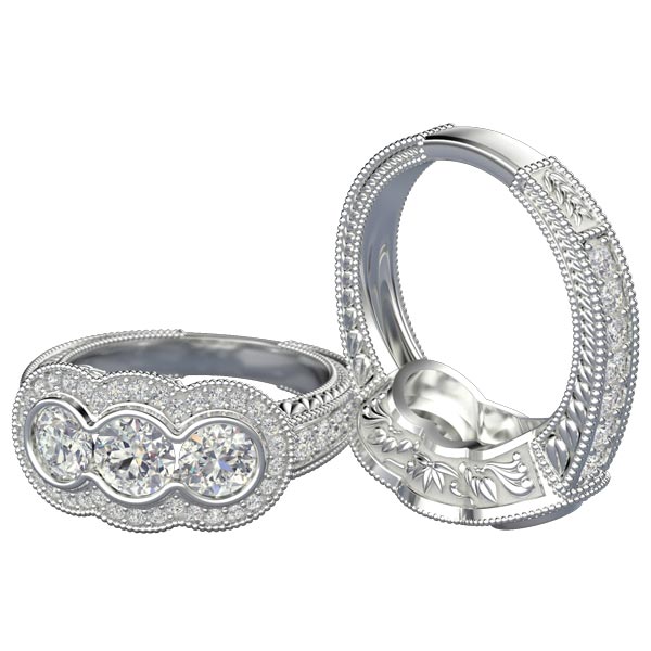 LaGrua 3 Bezel Halo Rings